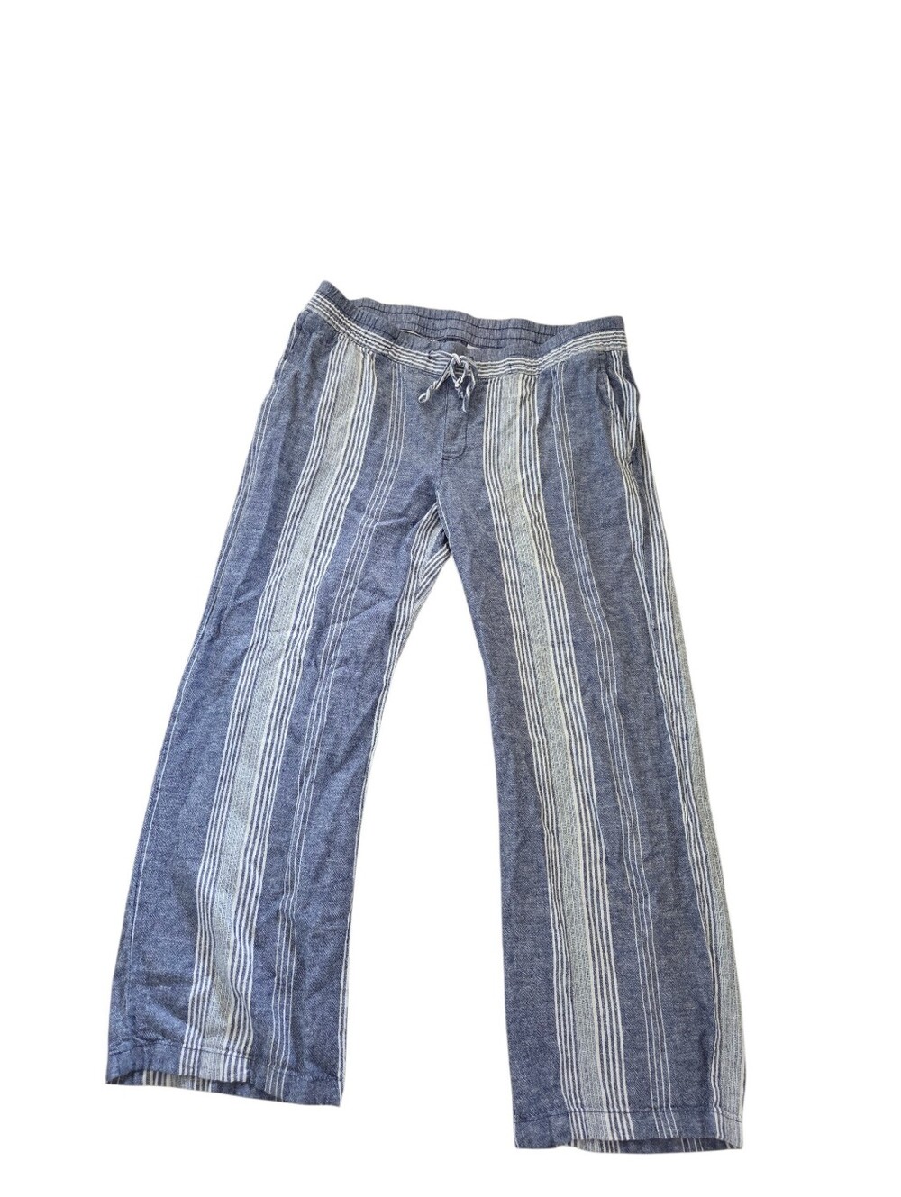 Old navy blue and white stripe wide leg linen blend pants, L. EUC.